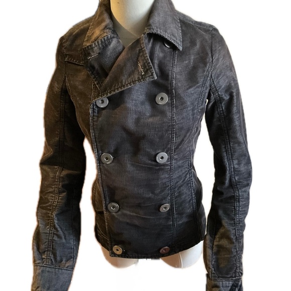 Diesel Black Brown Corduroy Double Breasted Short Jacket Vintage Pristine - Picture 1 of 13